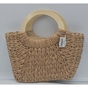 Woven Straw Clutch Purse Tortoiseshell Frame Hong Kong Cottagecore